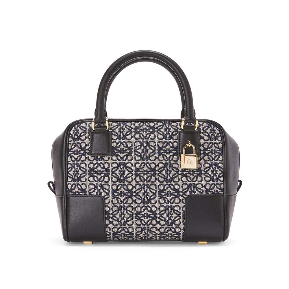 TÚI Loewe Amazona 19 Square Bag in Jacquard and Calfskin-Black