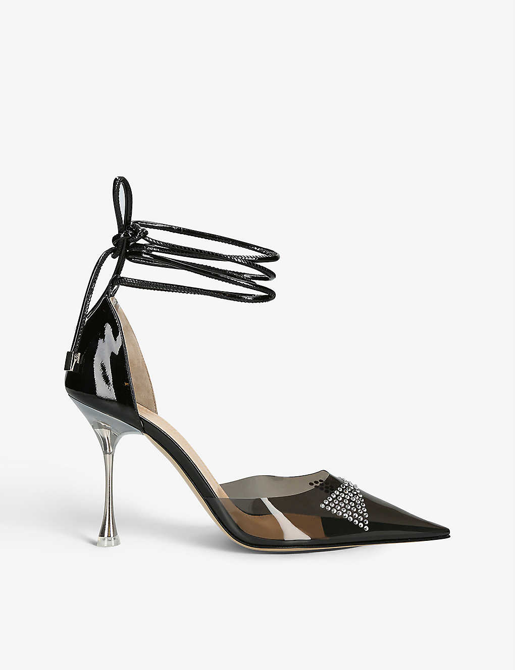 GIÀY MACH & MACH Crystal-embellished 100 leather and PVC heeled courts