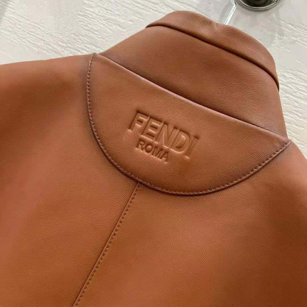 ÁO Fendi Women Shaded-Effect Tan Leather Jacket