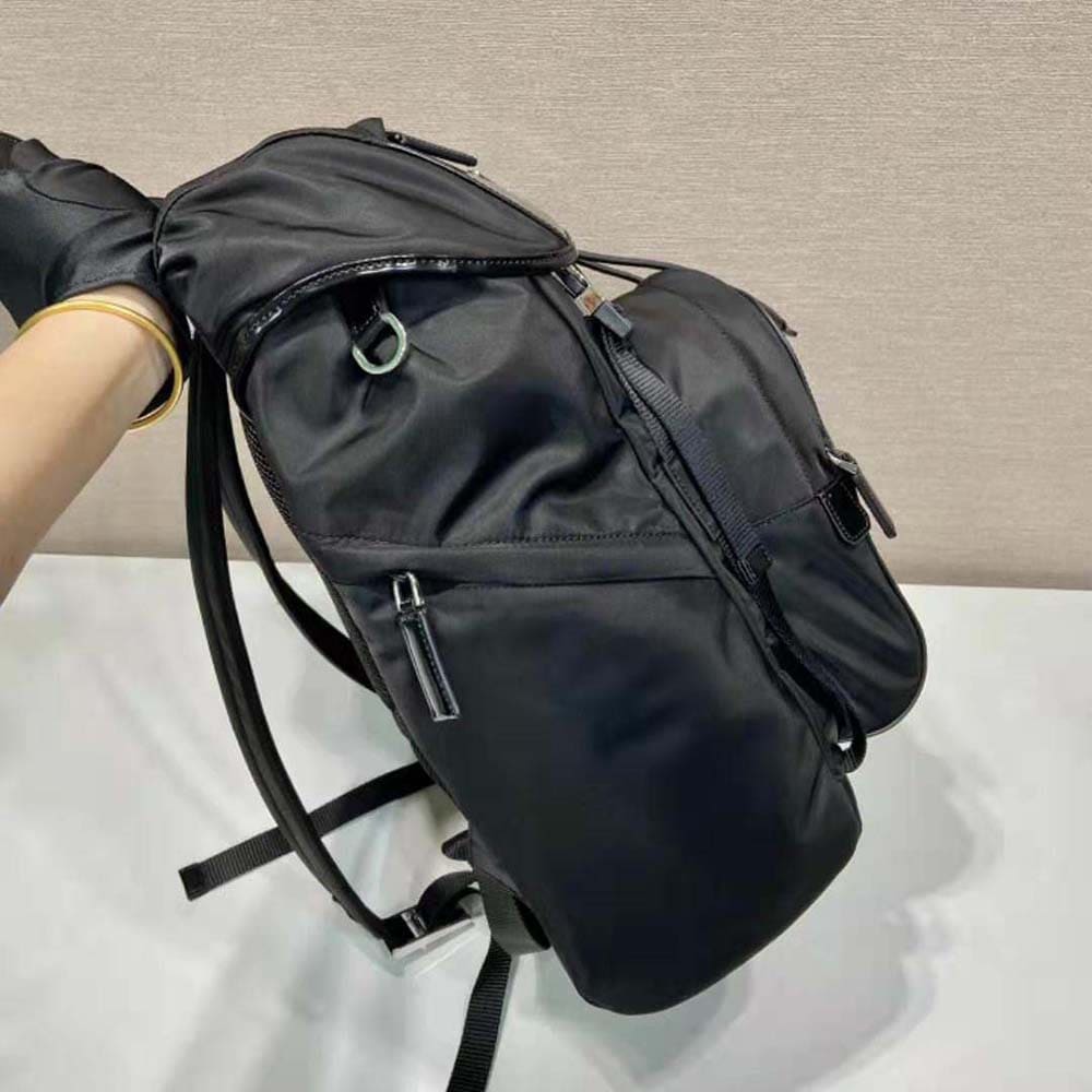 BALO Prada Unisex Re-Nylon and Brushed Leather Backpack-Black