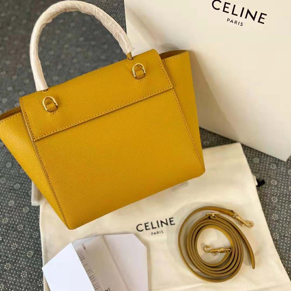 TÚI Celine Women Nano Belt Bag in Grained Calfskin-Yellow