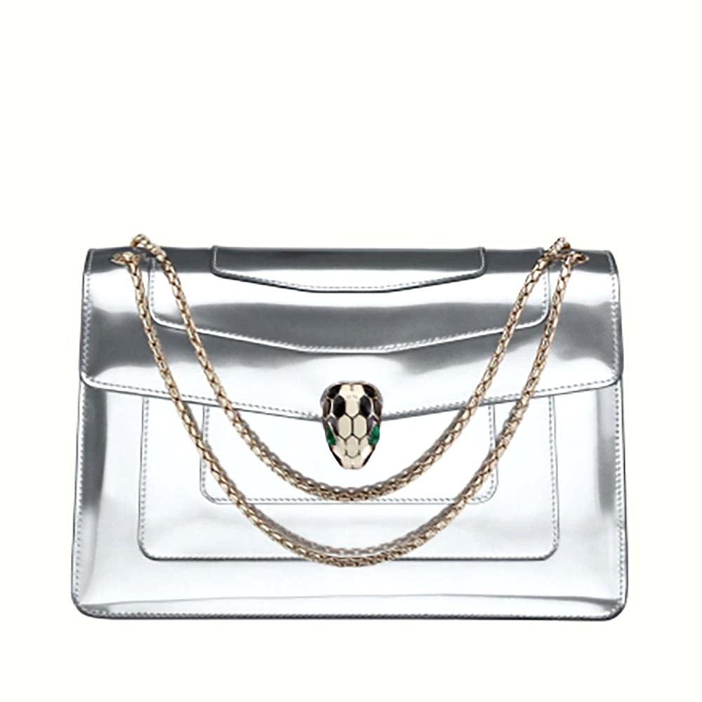 TÚI Bvlgari Serpenti Forever Medium Flap Cover Bag Metallic Calfskin-Silver