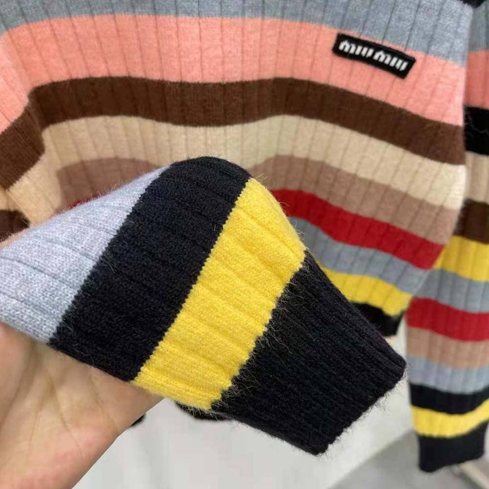 ÁO Miu Miu Women Cashmere Sweater with Logo Patch