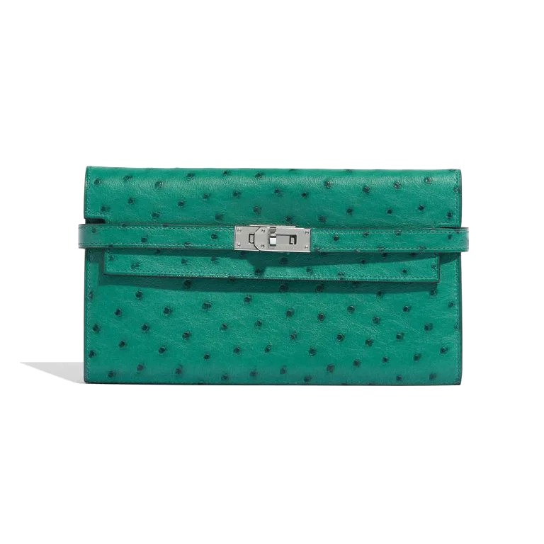 TÚI Hermès Kelly Long Wallet Ostrich Vert Verone