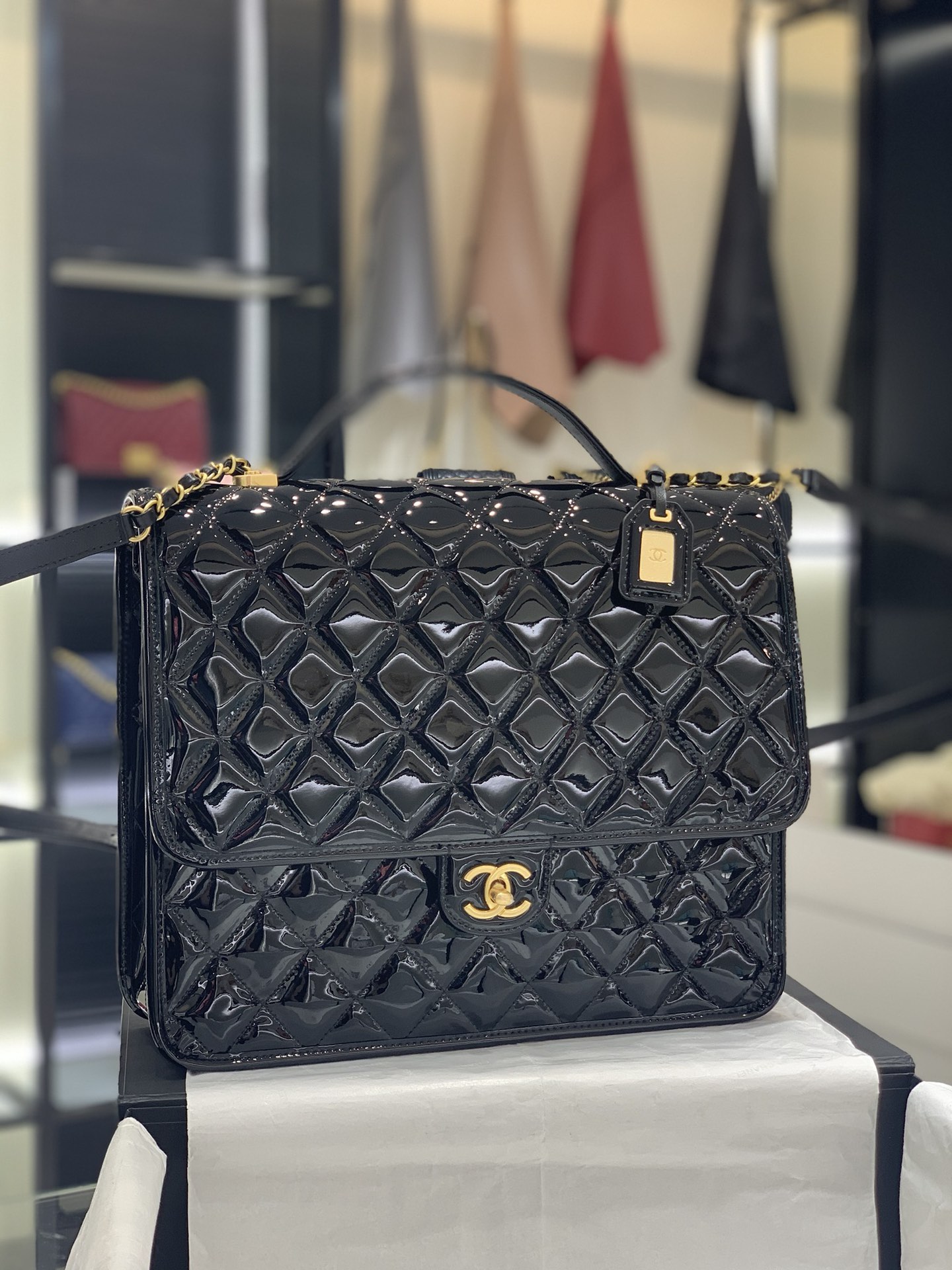 TÚI CHANEL 22K Gloss Black đen da HAAS