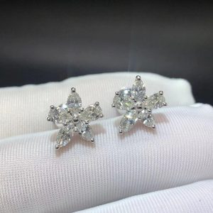 Bông tai Tiffany & Co. Victoria Mixed Cluster vàng trắng 18K