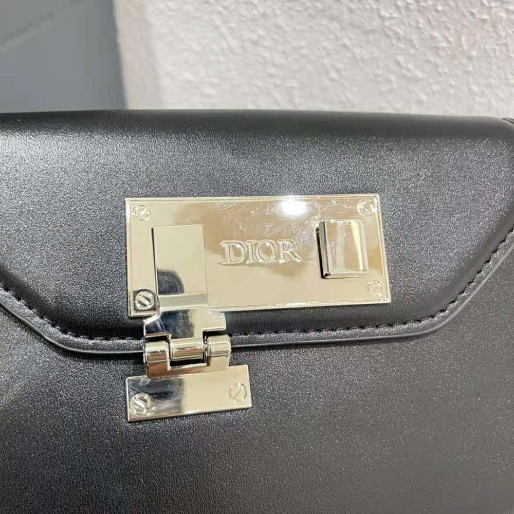 TÚI DIOR Messenger Pouch Black Smooth Calfskin