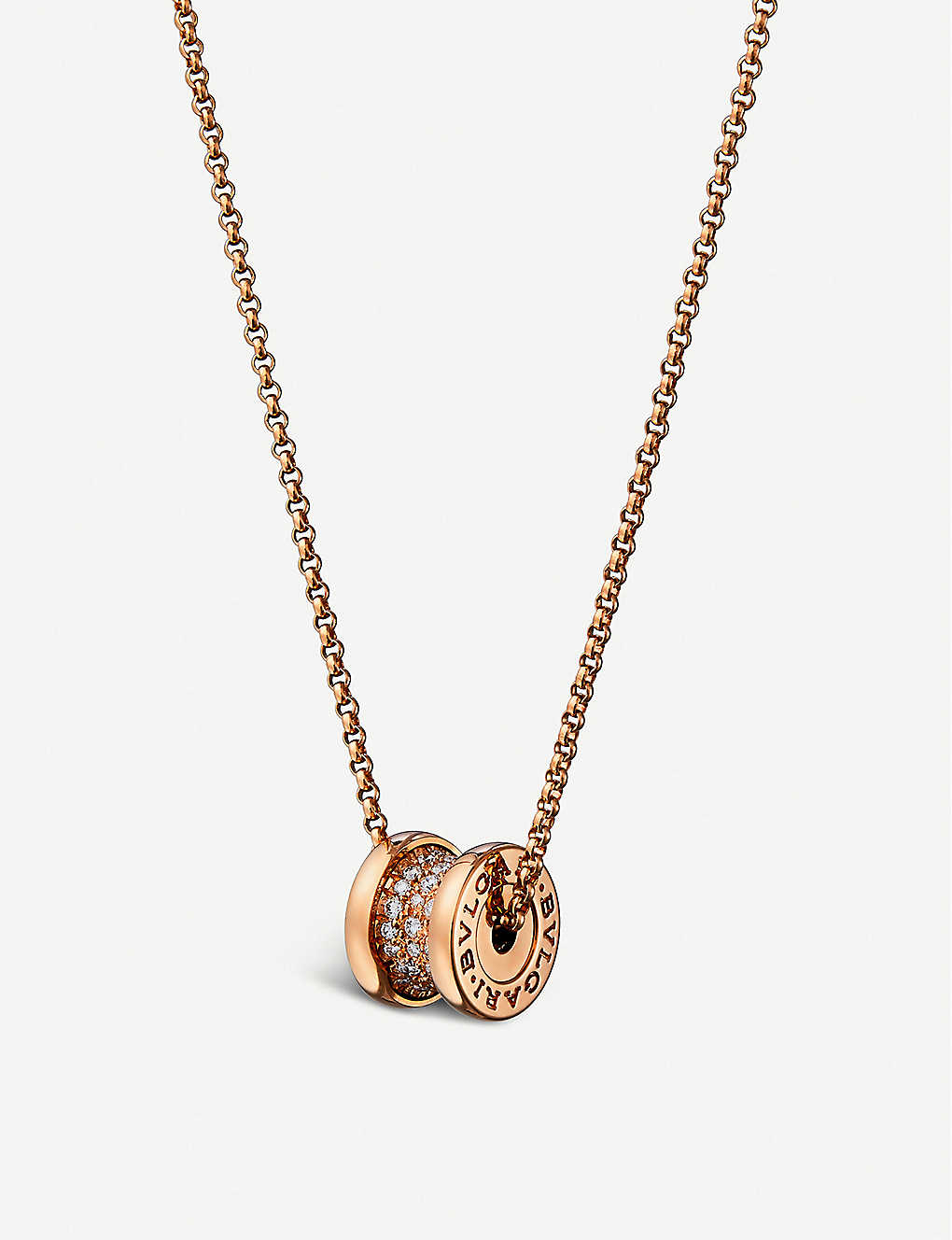 Vòng cổ BVLGARI B.zero1 mini 18ct rose-gold and diamond necklace vàng hồng 18K