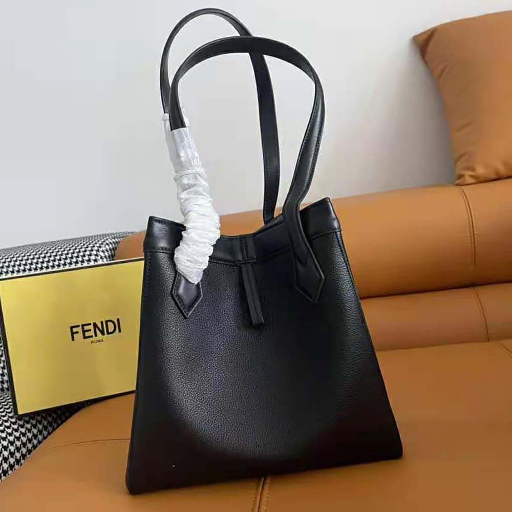 TÚI FENDI Women Origami Medium Dove Black Leather Bag