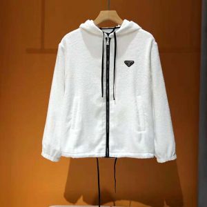 ÁO Prada Women Terry Cloth Hoodie-White