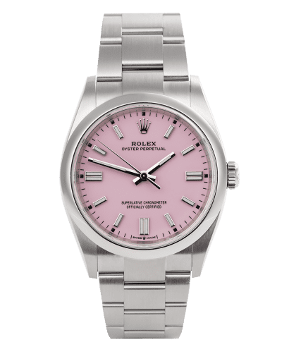 Đồng hồ Rolex Oyster Perpetual Candy Pink mặt số màu hồng
