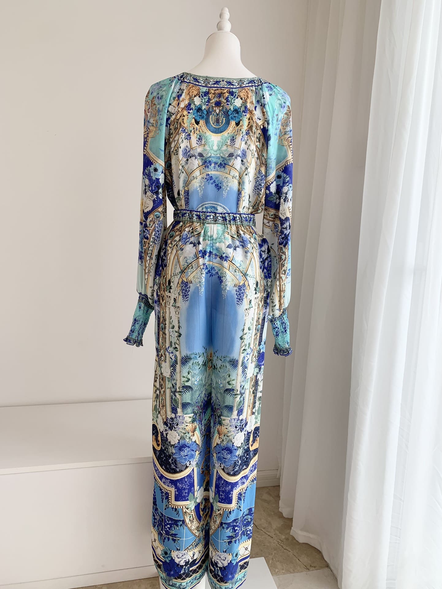 VÁY CAMILLA V NECK Blue Diamonds Vest Long Sleeve High Classy