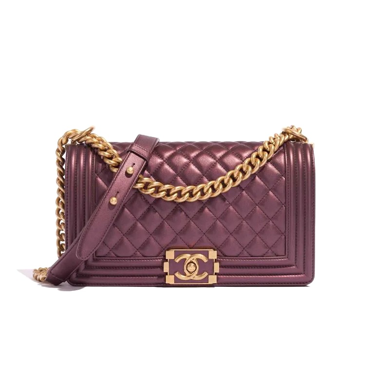 TÚI Chanel Boy Medium Calf Metallic Rose Gold