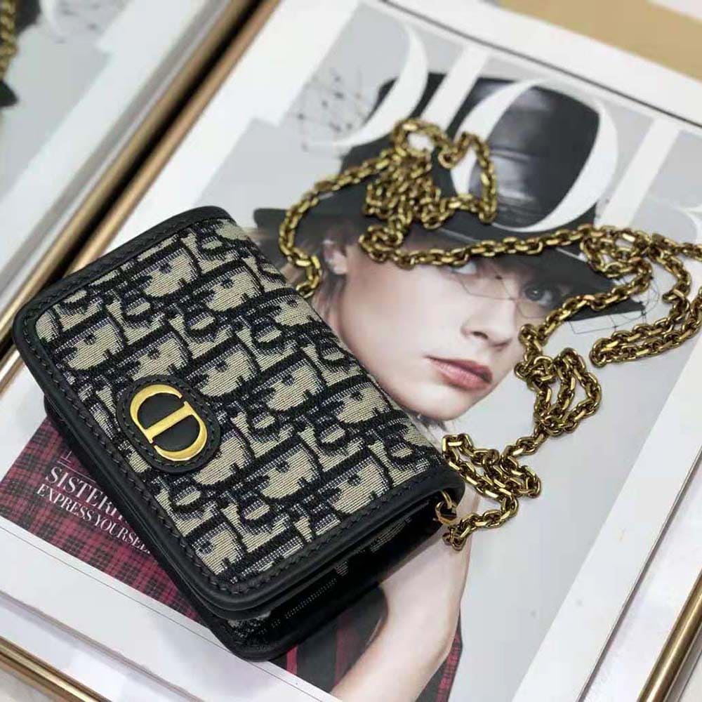 TÚI Dior Women 30 Montaigne nano pouch Blue Dior Oblique Jacquard