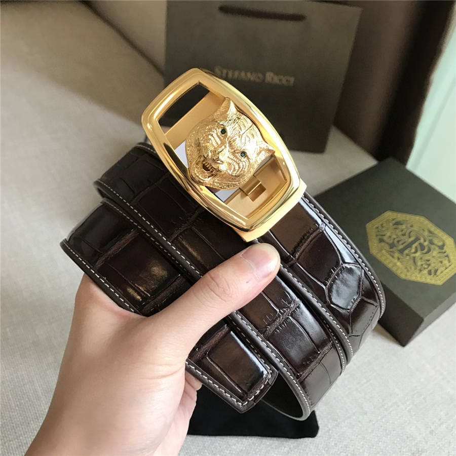 DÂY LƯNG STEFANO RICCI CROCODILE LEATHER DA CÁ SẤU Belt Khóa bạc