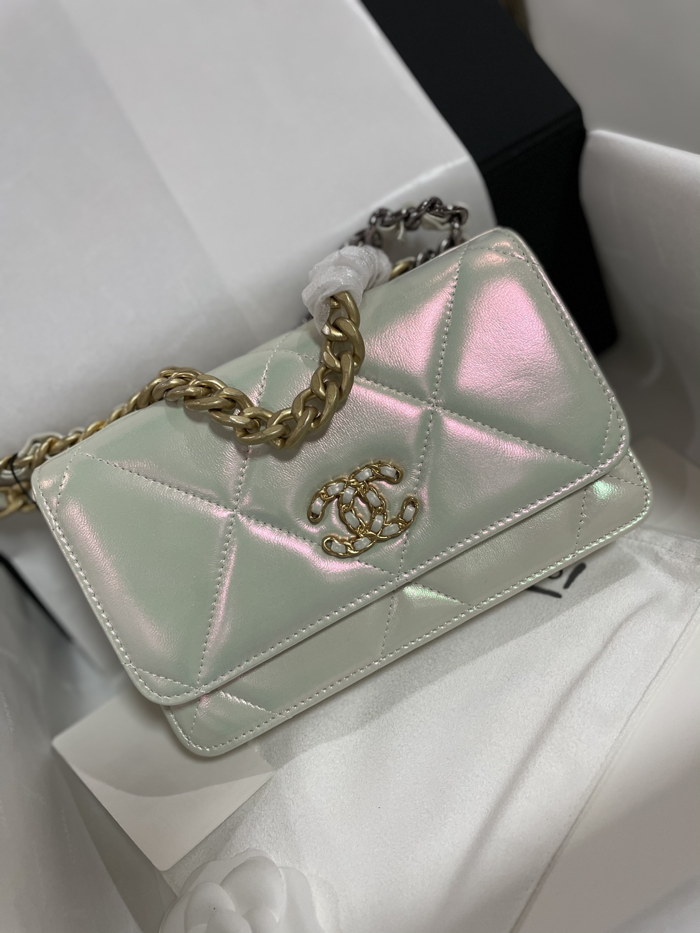 TÚI CHANEL WOC LAMBSKIN ÁNH TRAI DA HAAS GOLD