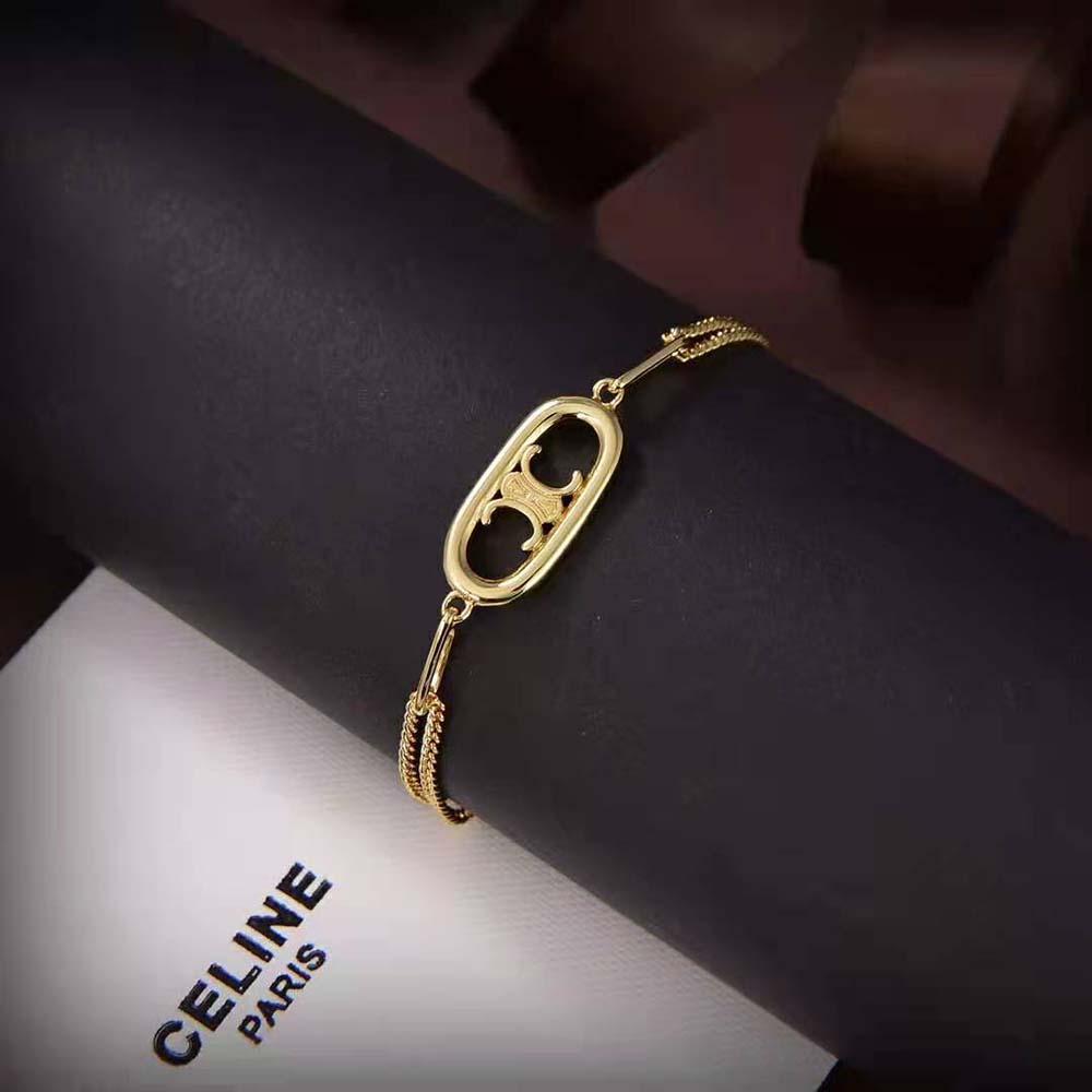 DÂY Celine Women Maillon Triomphe Bracelet in Brass with Gold Finish