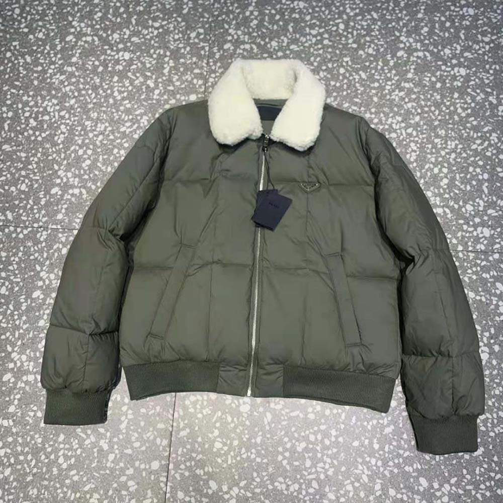 ÁO Prada Men Cropped Technical Cotton Down Jacket