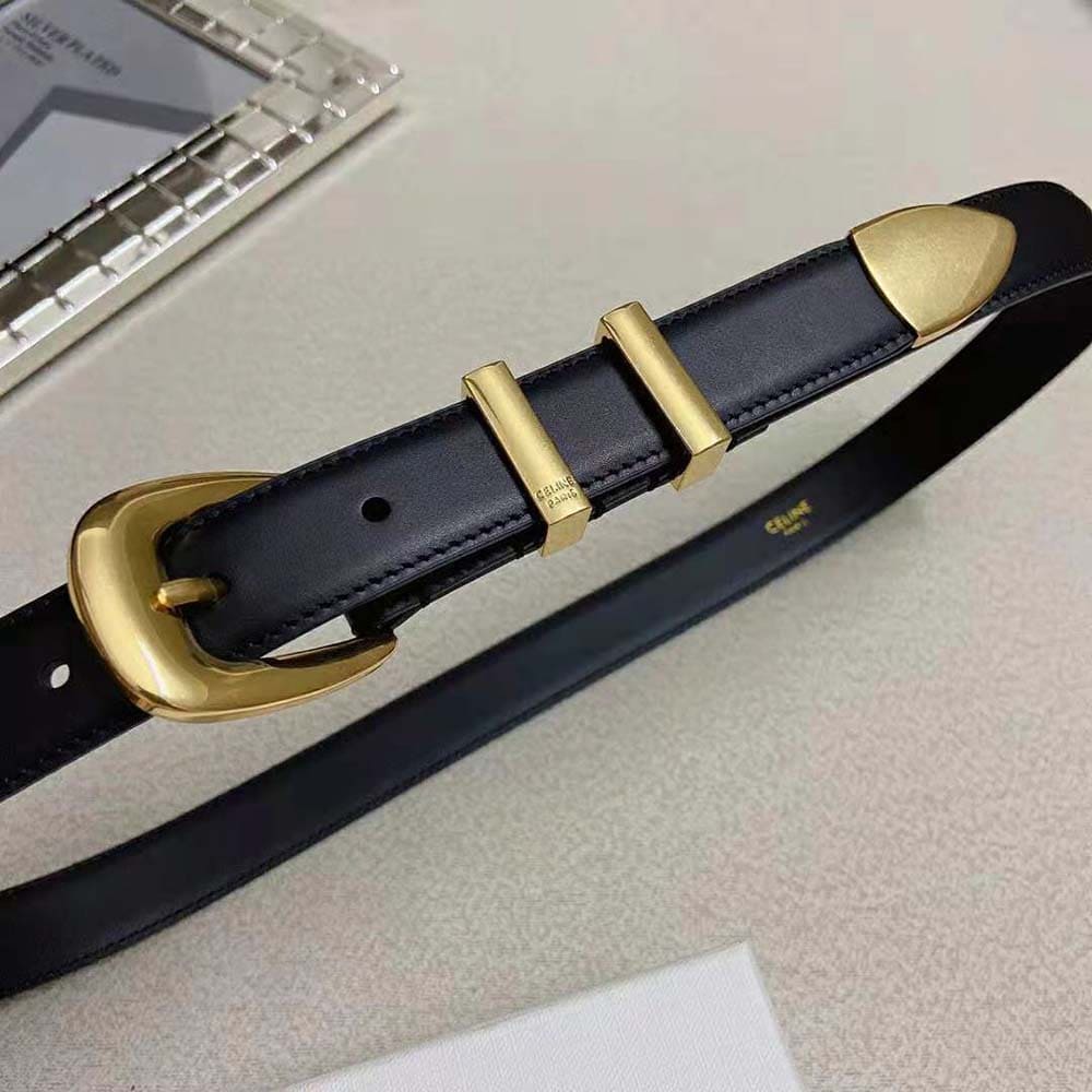 DÂY LƯNG Celine Women Medium Western Belt in Smooth Calfskin-Gold