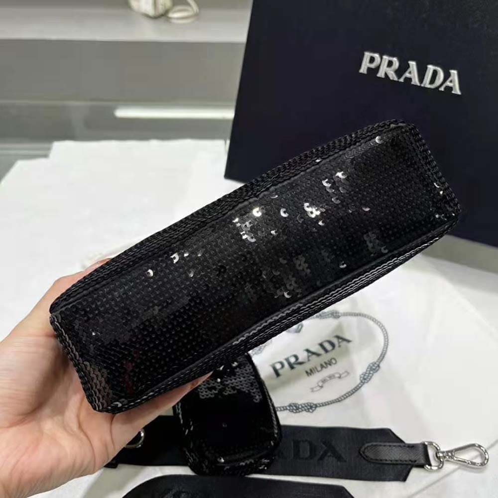 TÚI Prada Women Re-Edition 2000 Sequined Re-Nylon Mini-Bag-Black