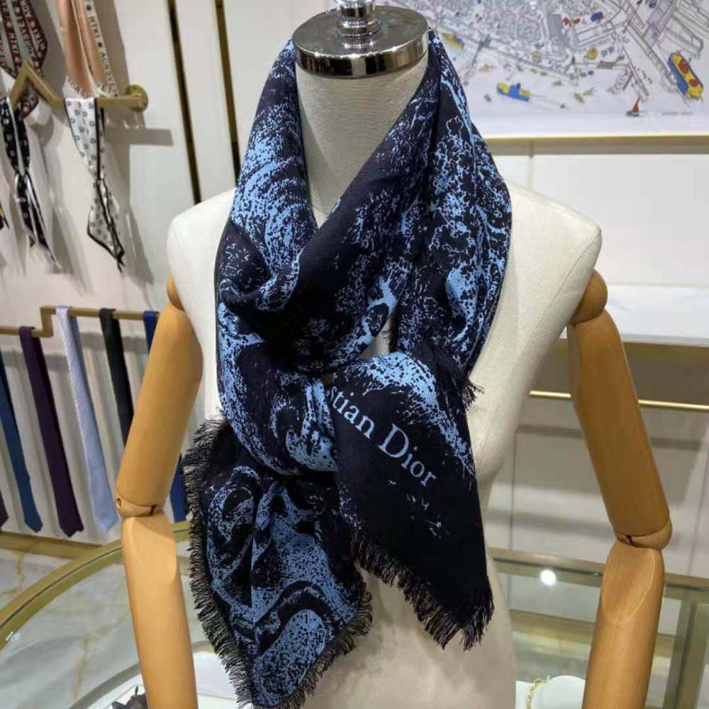 KHĂN Dior Women Toile DE Jouy Reverse Square Scarf Silk Twill-Navy