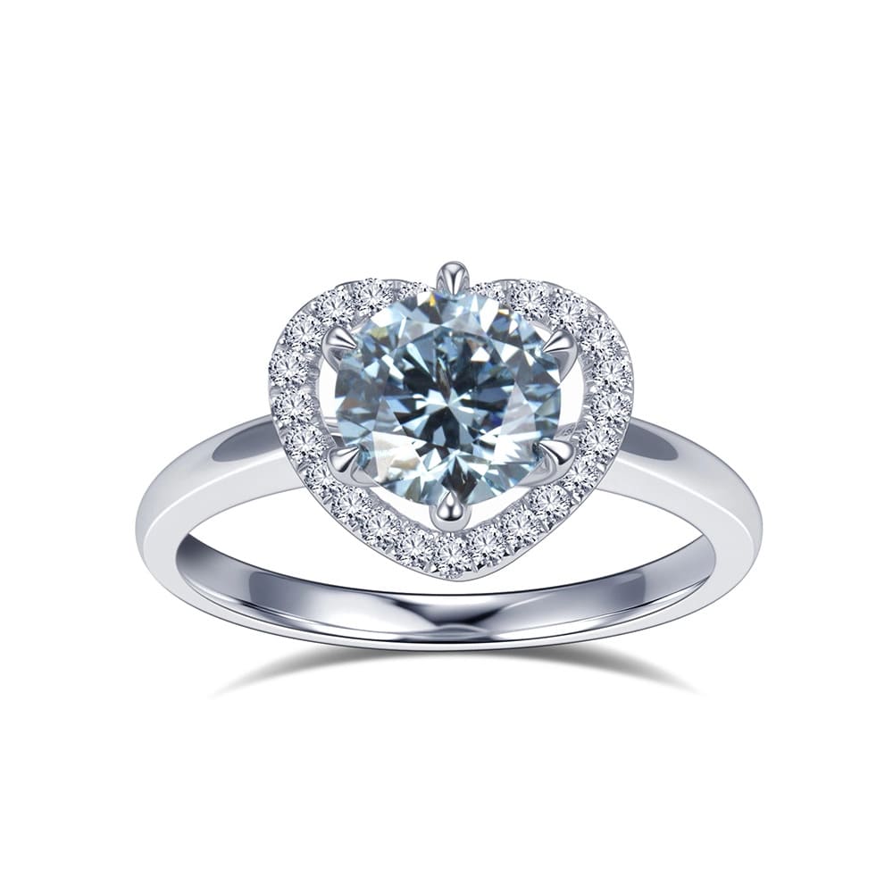 Nhẫn kim cương nhân tạo cắt tròn 1CT, độ tinh khiết B VS1 bạch kim PT950 kiểu Halo