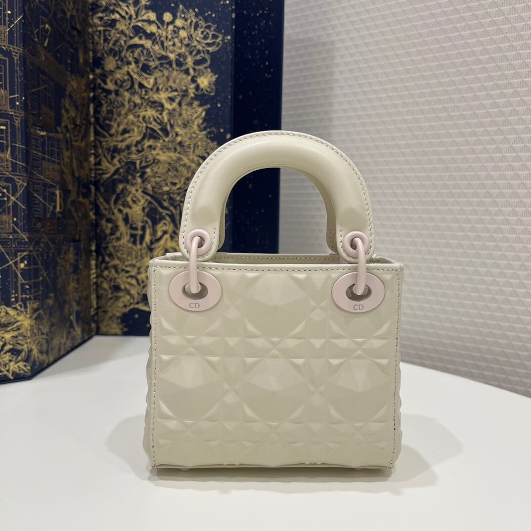 TÚI CHRISTIAN DIOR Micro Lady Dior my Abcdior Bag White Cannage Calfskin with Diamond Motif Top Quality