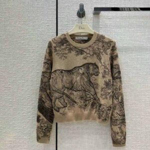 ÁO Dior Chez Moi Embroidered Sweater Hazelnut Cashmere