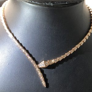 Vòng cổ BVLGARI Serpenti Viper Pavé Diamonds kim cương vàng hồng 18K
