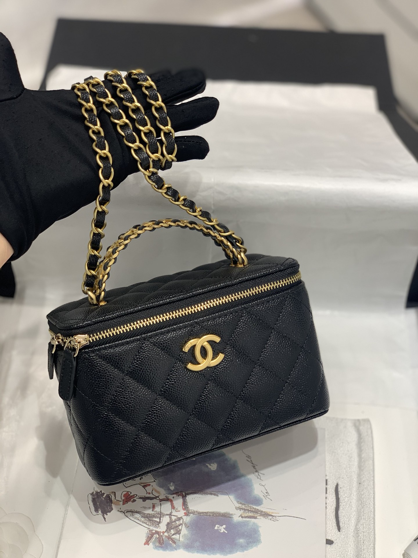 TÚI CHANEL 22S Caviar BOX Black đen da HAAS