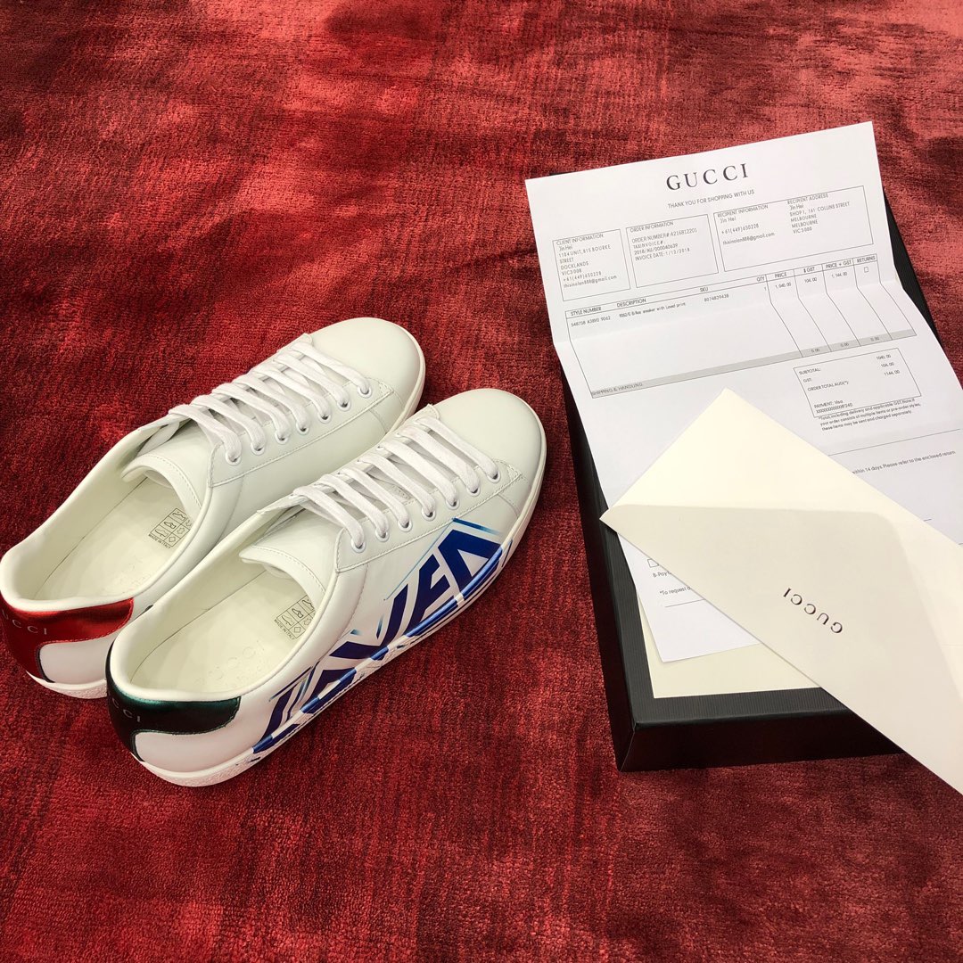GIÀY GUCCI Leather Ace Sneakers Love White