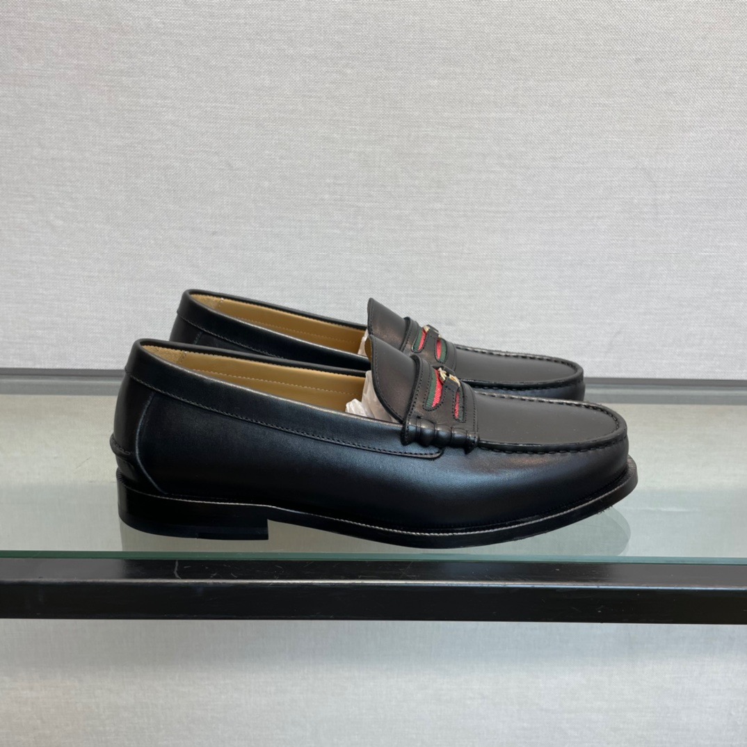 GIÀY GUCCI GG LEATHER  LOGO LOAFER SHOES
