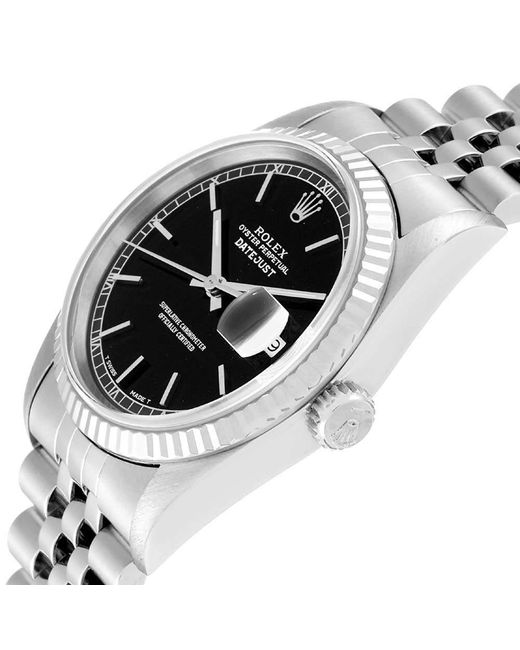 ĐỒNG HỒ ROLEX Black 18k White Gold And Stainless Steel Datejust automatic
