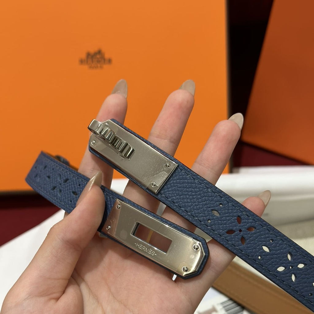 DÂY LƯNG HERMES Calfskin and Silver Buckle