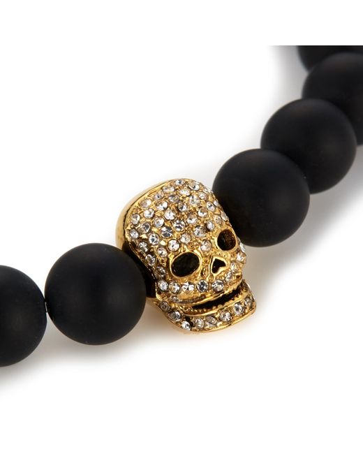 Northskull Metallic Matte Black Onyx Gold bracelet