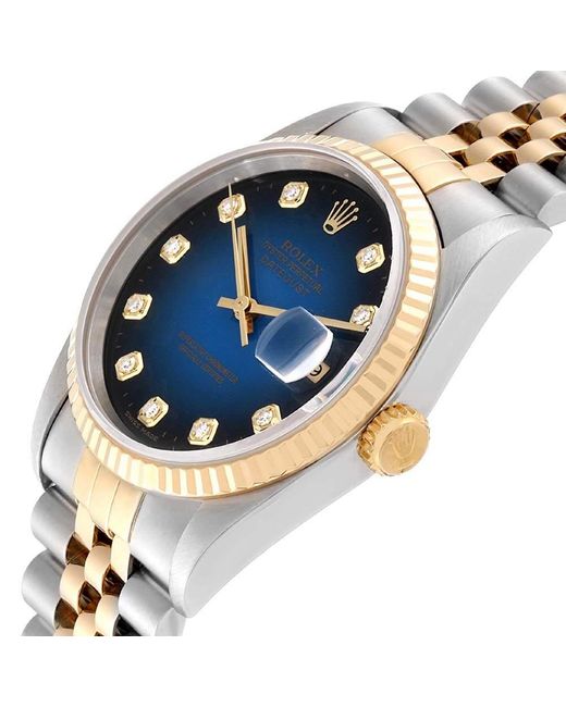 ĐỒNG HỒ ROLEX Blue Diamonds 18k Yellow Gold And Stainless Steel Datejust automatic