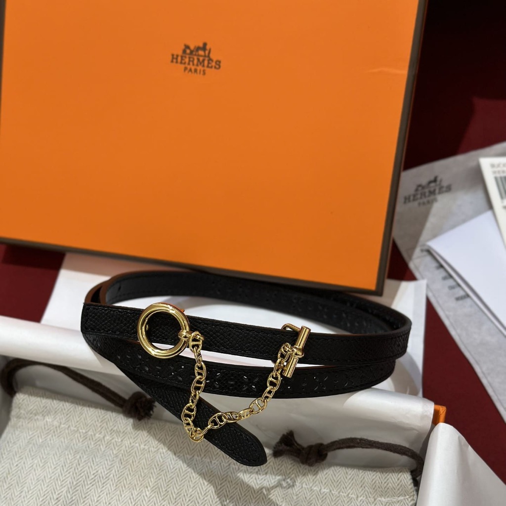 DÂY LƯNG HERMES Calfskin and Silver Buckle