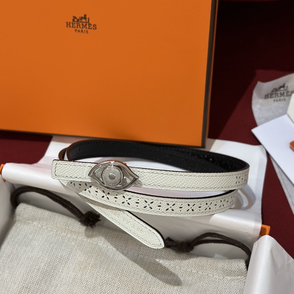 DÂY LƯNG HERMES Calfskin and Silver Buckle