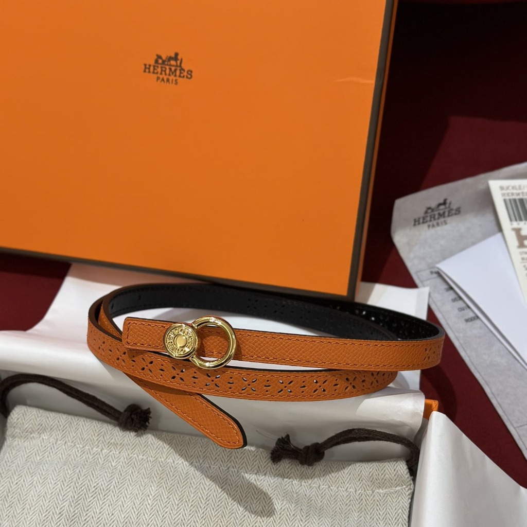 DÂY LƯNG HERMES Calfskin and Gold Buckle