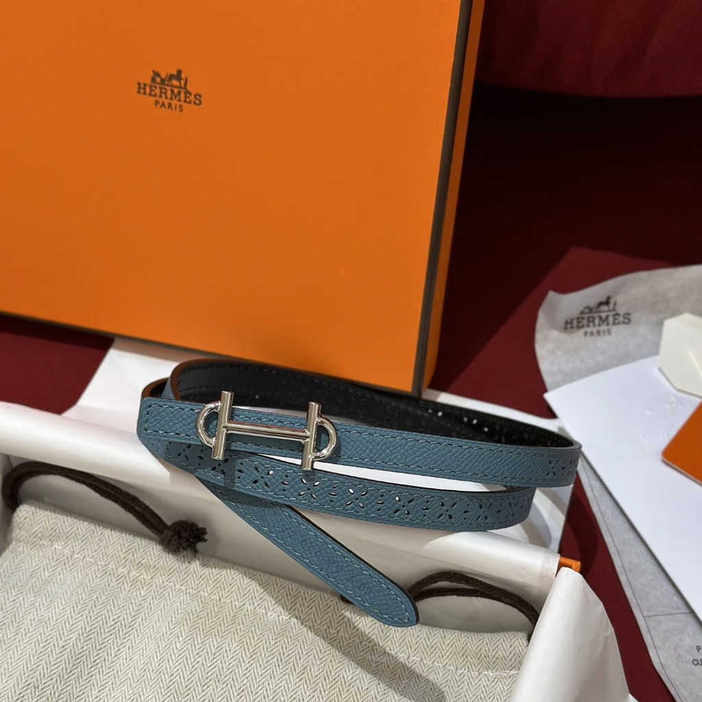 DÂY LƯNG HERMES Calfskin and Silver Buckle