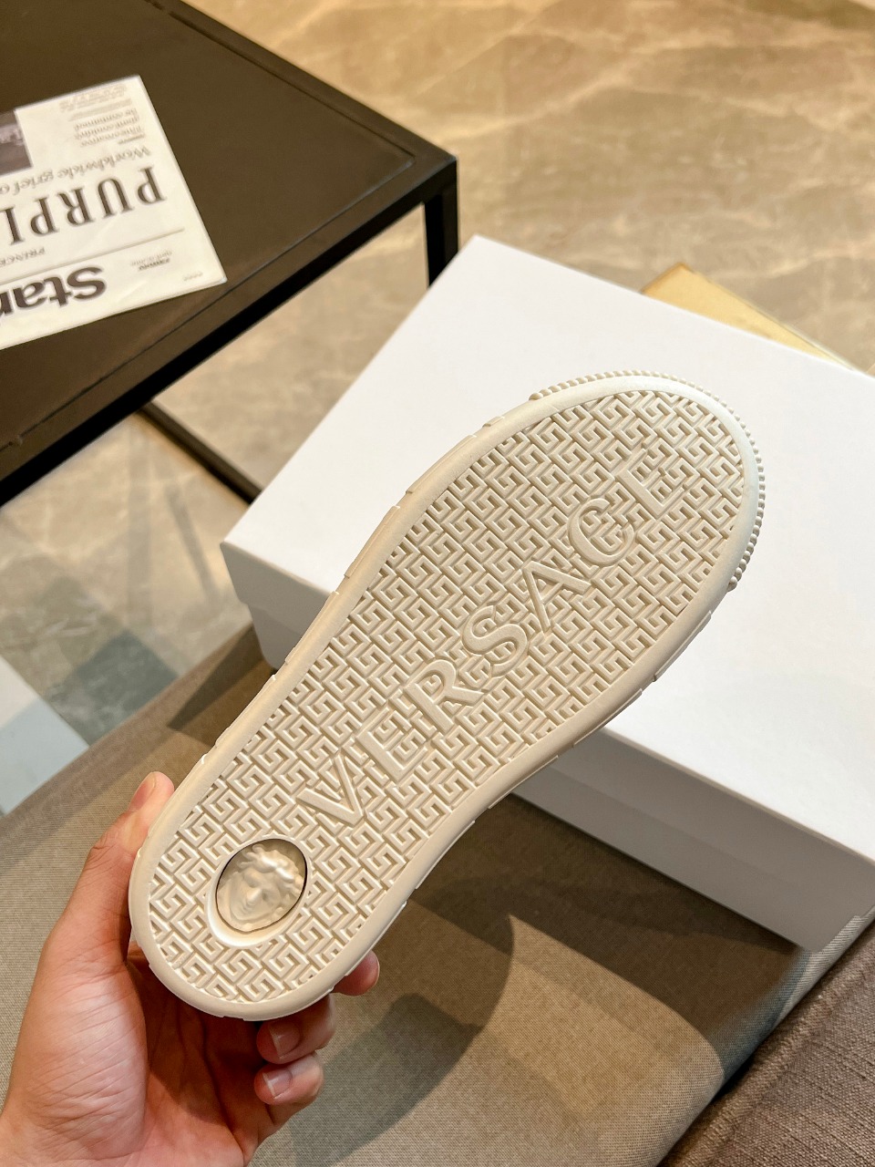 GIÀY VERSACE GRECA SNEAKERS HIGH TOP CANVAS WHITE