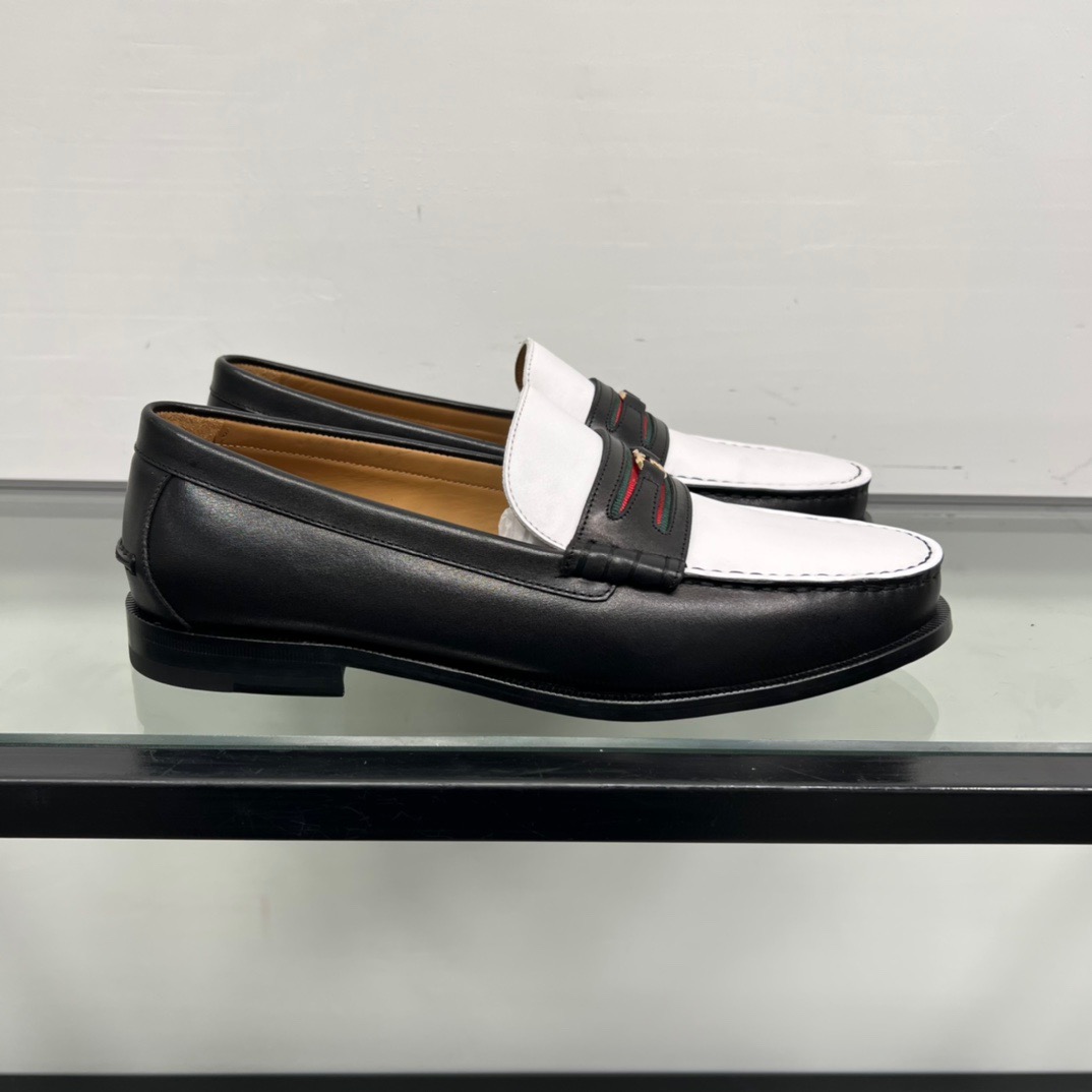 GIÀY GUCCI GG LEATHER  LOGO LOAFER SHOES