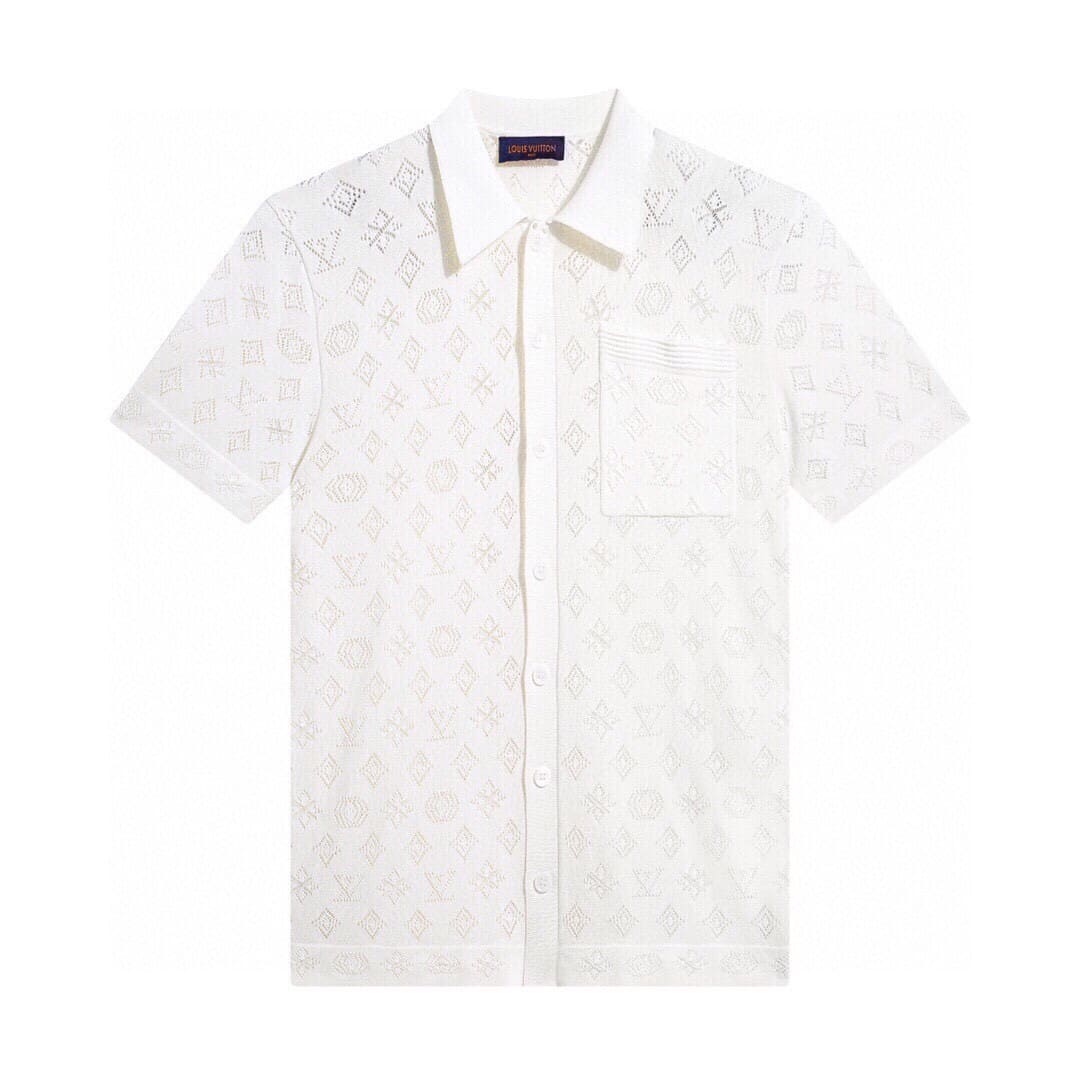 ÁO LOUIS VUITTON POLO SHIRT WHITE MÀU TRẮNG DỆT KIM
