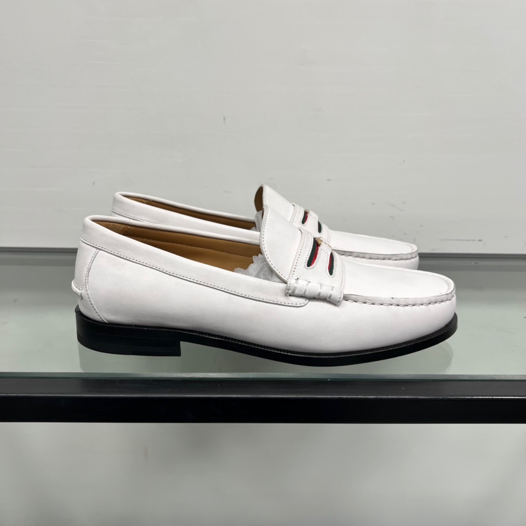 GIÀY GUCCI GG LEATHER  LOGO LOAFER SHOES