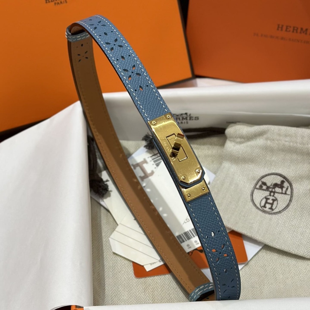 DÂY LƯNG HERMES Calfskin and Gold Buckle