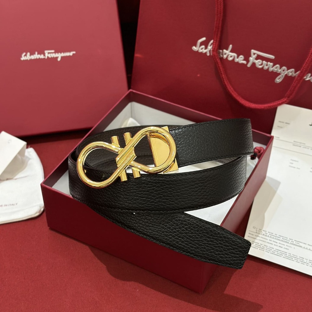 DÂY LƯNG SALVATORE FERRAGAMO Calfskin and Gold Buckle