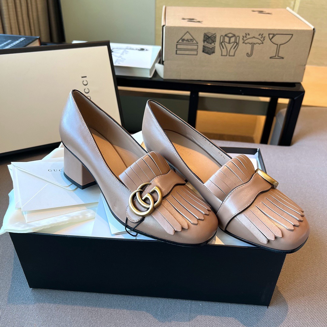 GIÀY GUCCI GG LEATHER LOGO LOAFER SHOES