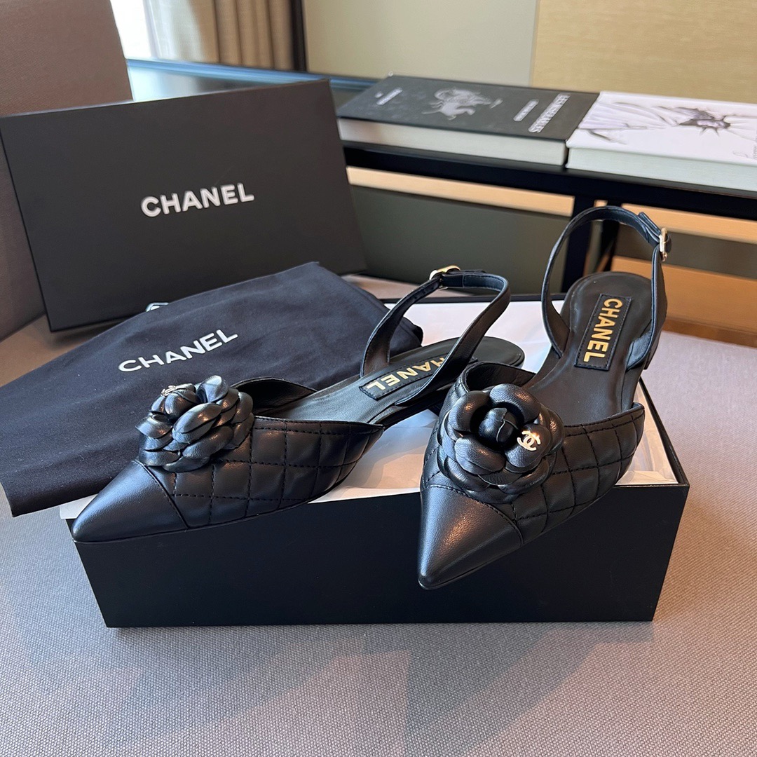 GIÀY CHANEL Camellia Flower Leather Sling Back