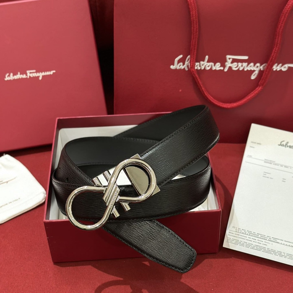 DÂY LƯNG SALVATORE FERRAGAMO Calfskin and Silver Buckle