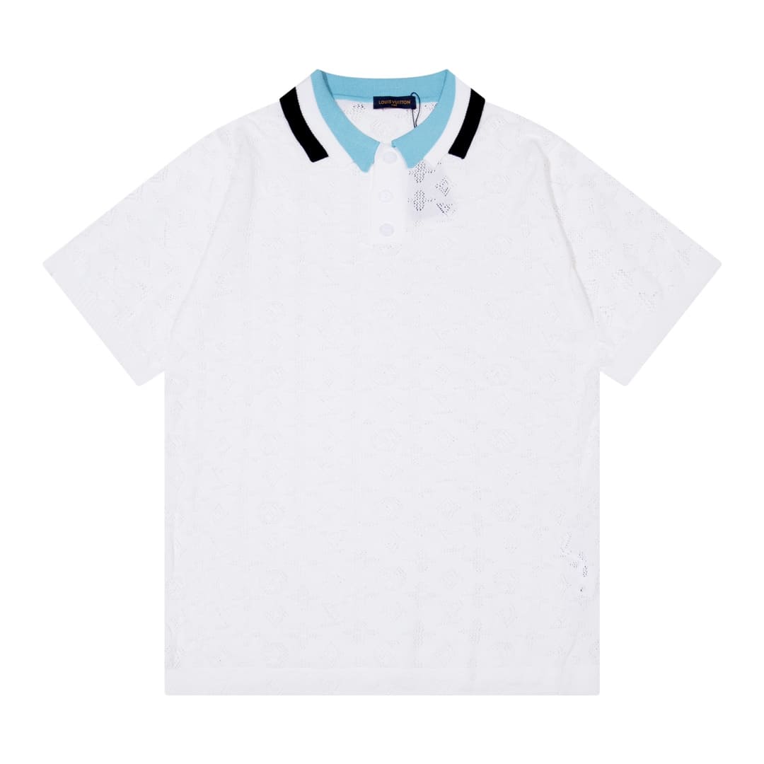 ÁO LOUIS VUITTON POLO SHIRT WHITE MÀU TRẮNG DỆT KIM